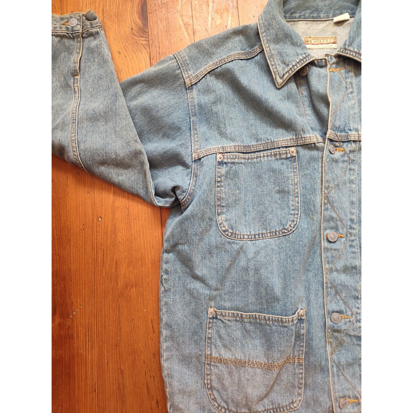 Twickers Kenneth Gordon Blue Jean Jacket Vtg, Med Chore Jacket 90s Dad Jacket