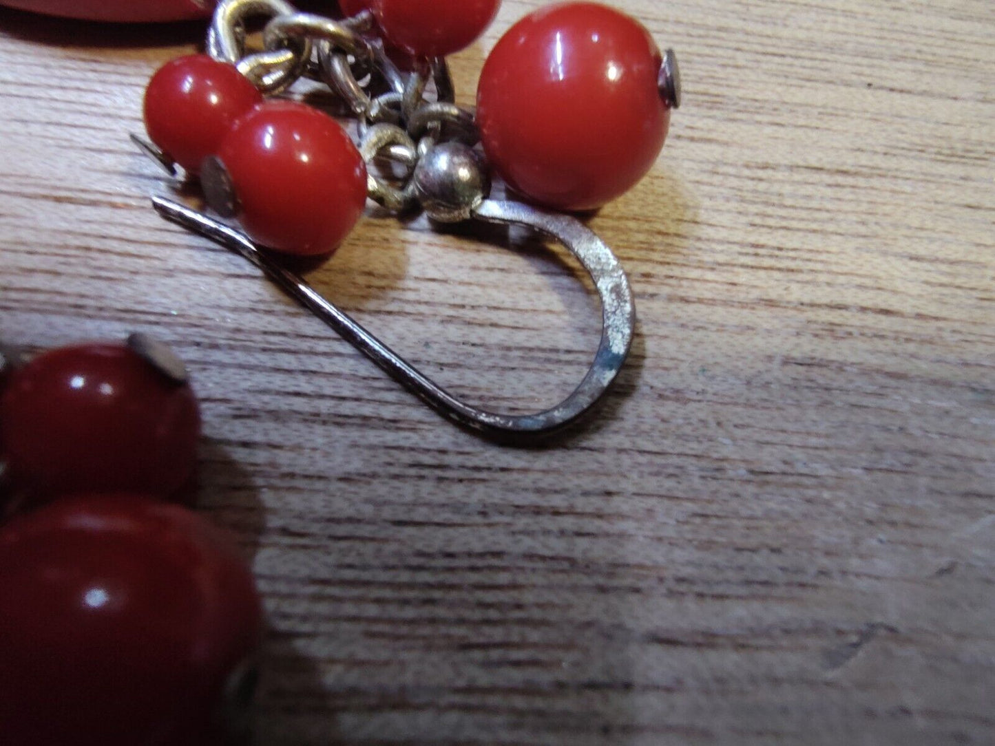 Vintage Mid Century Round Acrylic Earrings - 1950's Red Pierced Great Condition