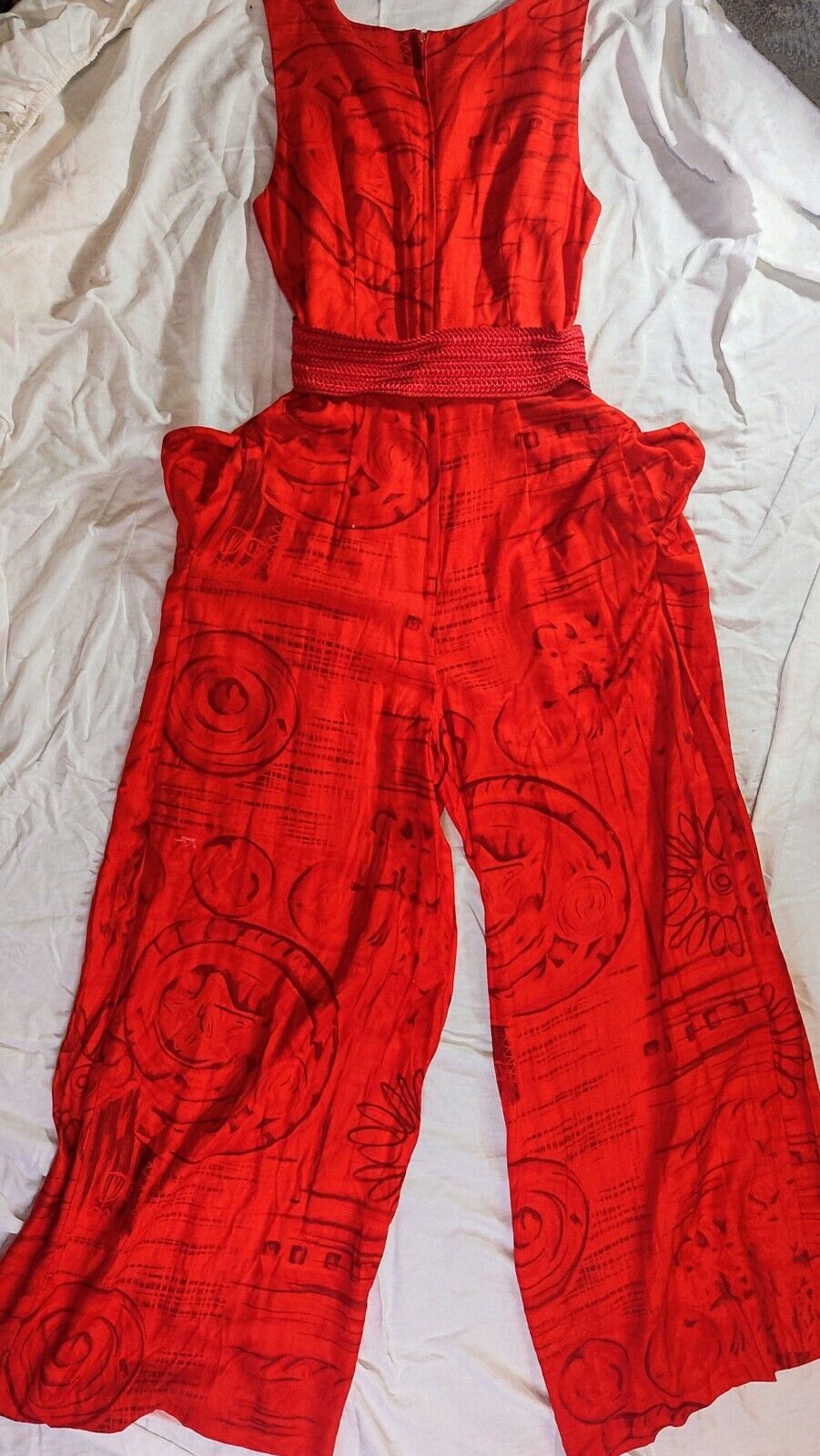 disco 70’s Jumpsuit jumper Sz 4 Capsule Piece bold 1pc Statement Wide Leg Romper