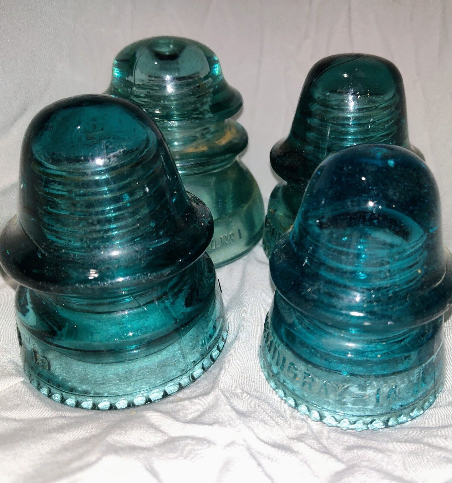 VTG Beehive Shaped Insulators  Green Glass Years 1914-1951 Whitehall & Hemingray