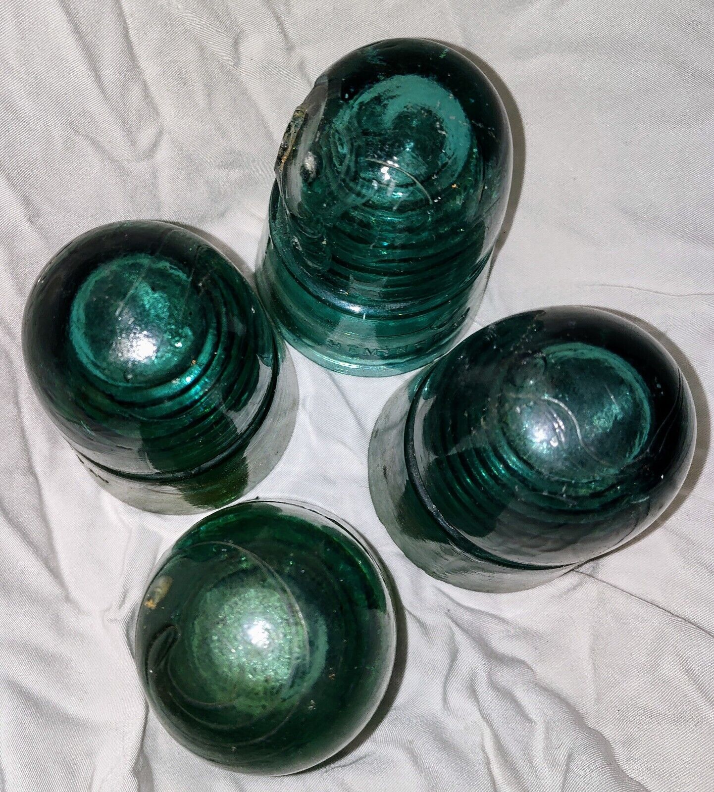 VTG Beehive Shaped Insulators  Green Glass Years 1914-1951 Whitehall & Hemingray