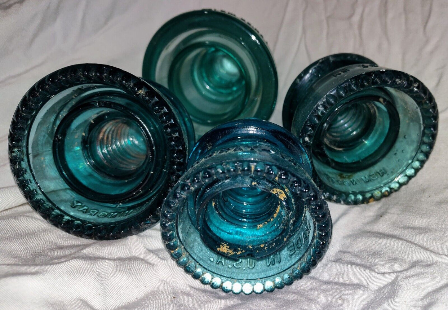 VTG Beehive Shaped Insulators  Green Glass Years 1914-1951 Whiteall & Hemingray