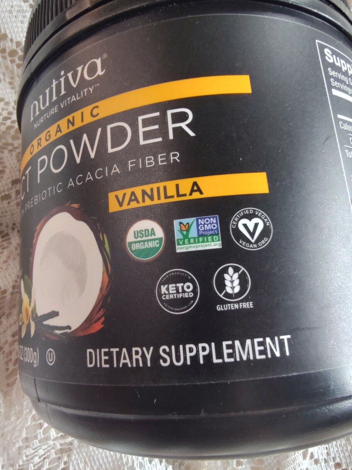 Nutiva Organic MCT Powder with Prebiotic Acacia 10.6 oz Exp Keto Paleo Vanilla