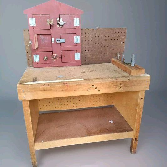 Handmade Work Bench For Kids With Pegboard And Storage Shelf 42"X30" Toy Playset