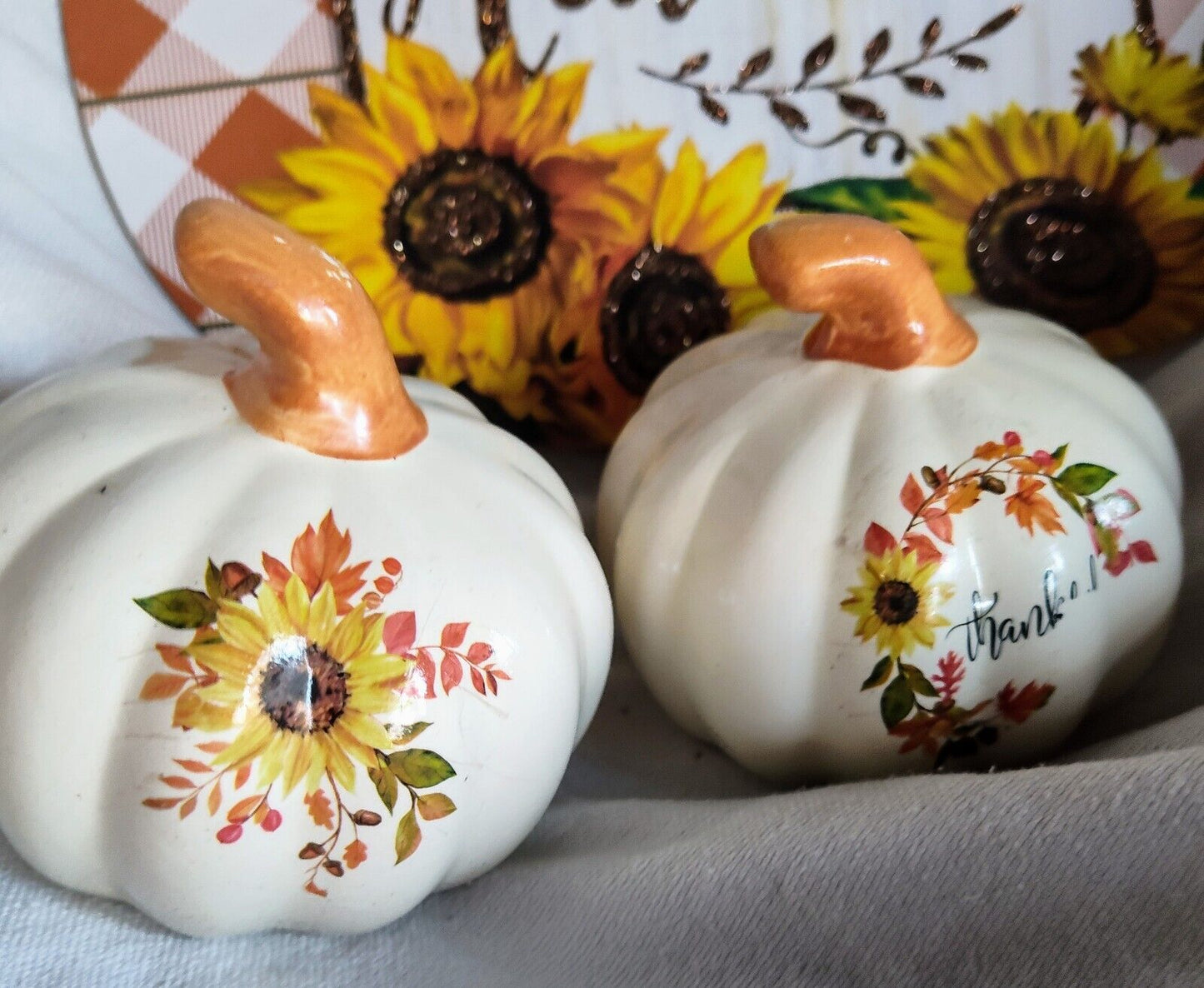 Lot of 6 Decorative Pumpkins, Fall Decor of Various Sizes and Styles Autumn