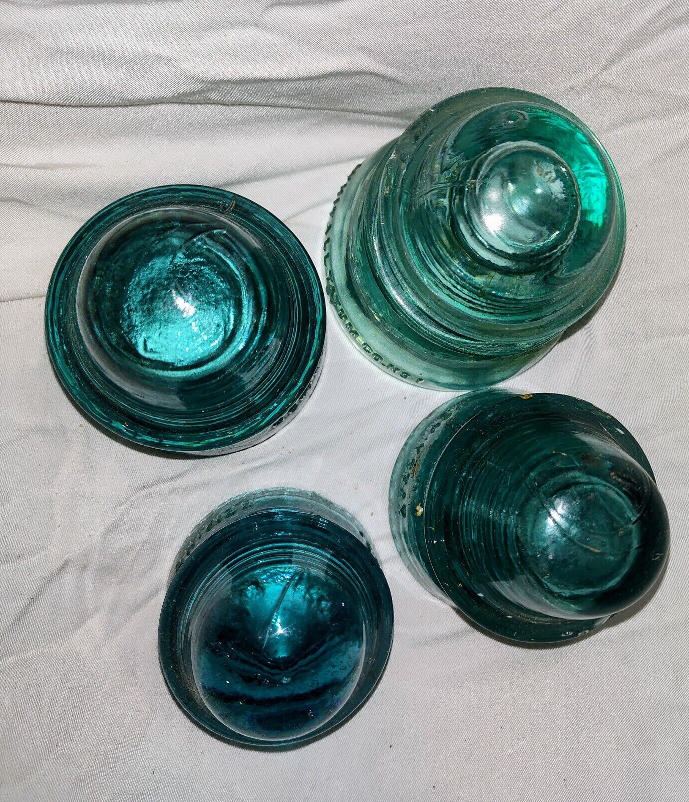 VTG Beehive Shaped Insulators  Green Glass Years 1914-1951 Whiteall & Hemingray