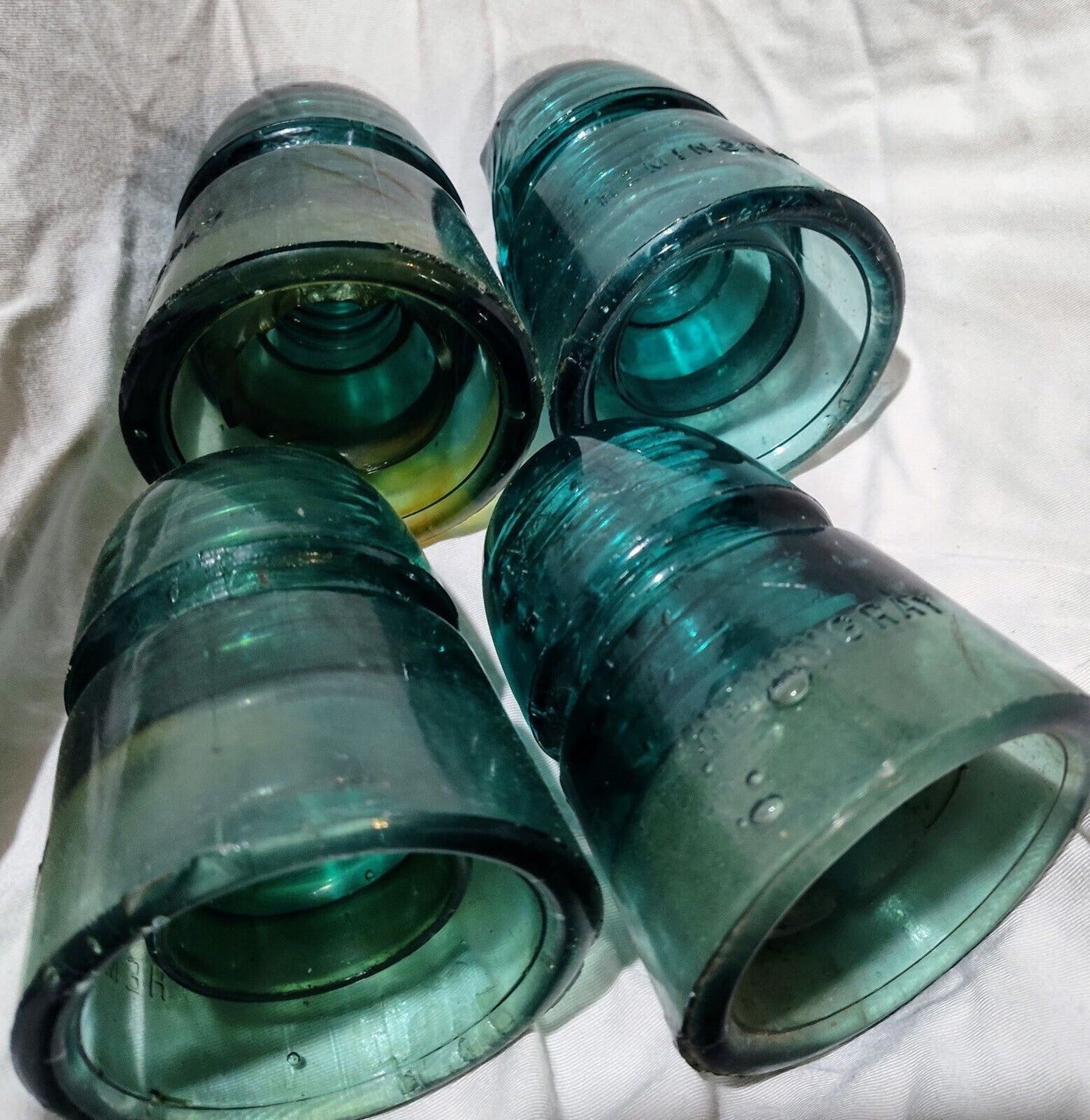 VTG Beehive Shaped Insulators  Green Glass Years 1914-1951 Whiteall & Hemingray