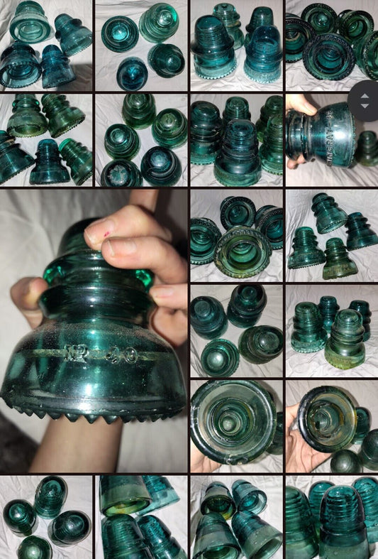 VTG Beehive Shaped Insulators  Green Glass Years 1914-1951 Whitehall & Hemingray