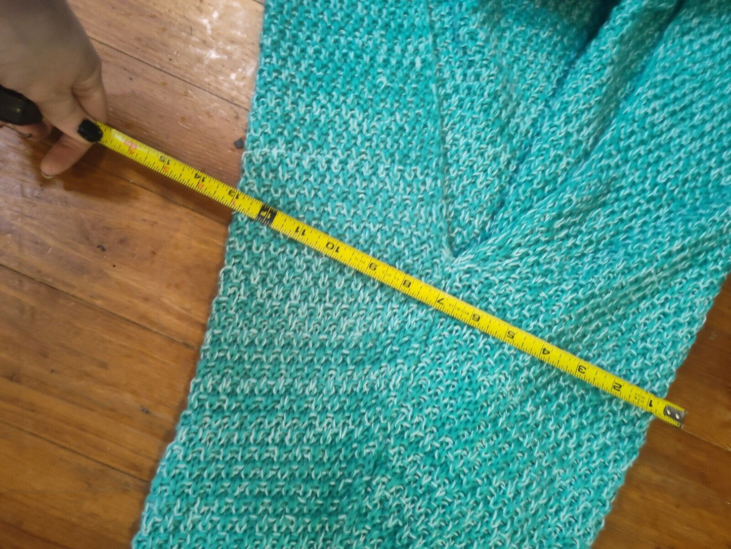 Mermaid Tail Blanket, 69 In Long Crochet Wearable Blankets Super Soft Teal