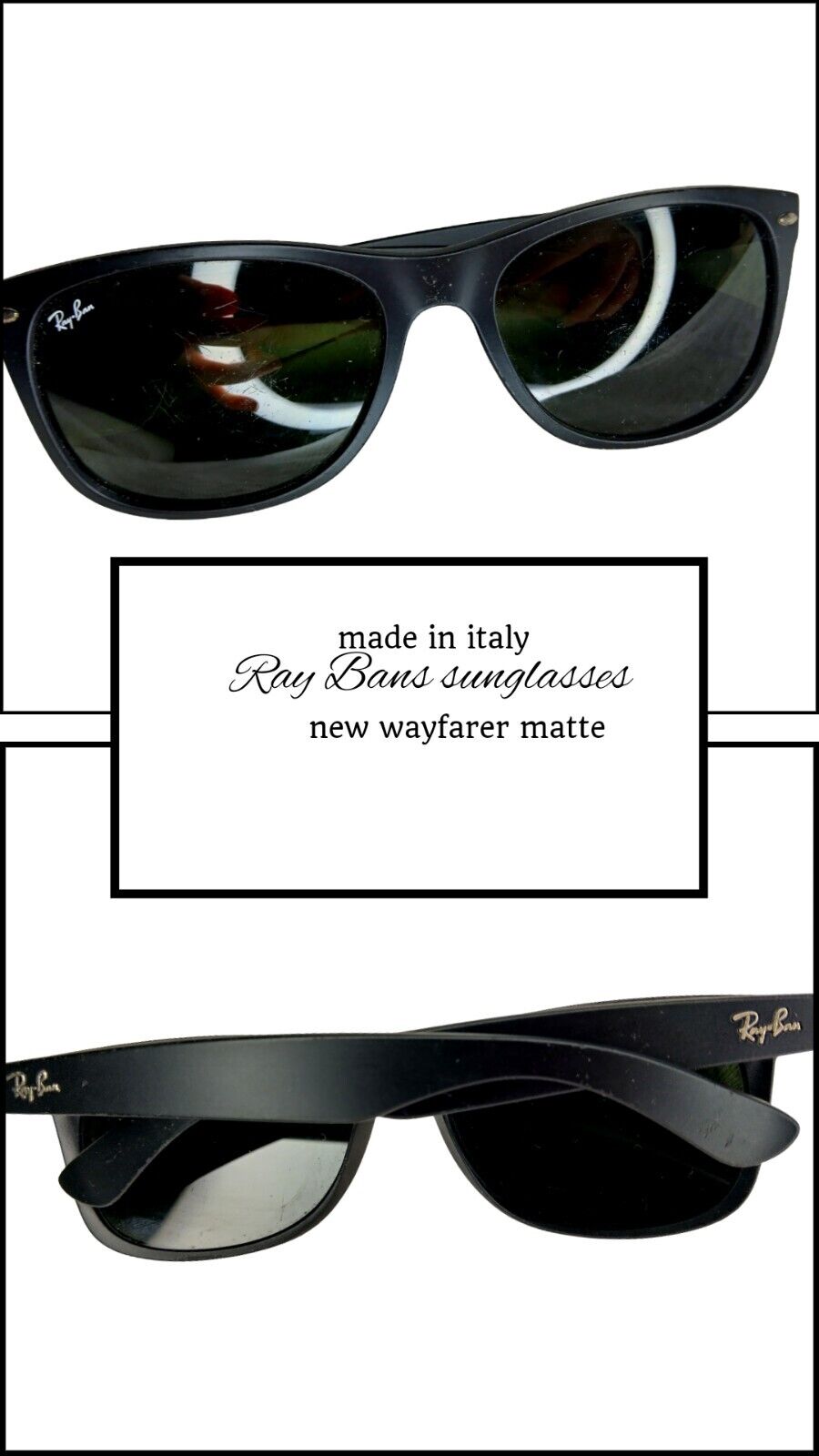 Ray-Ban New Wayfarer Matte RB 2132 Black Sunglasses Normal Wear Designer Shades