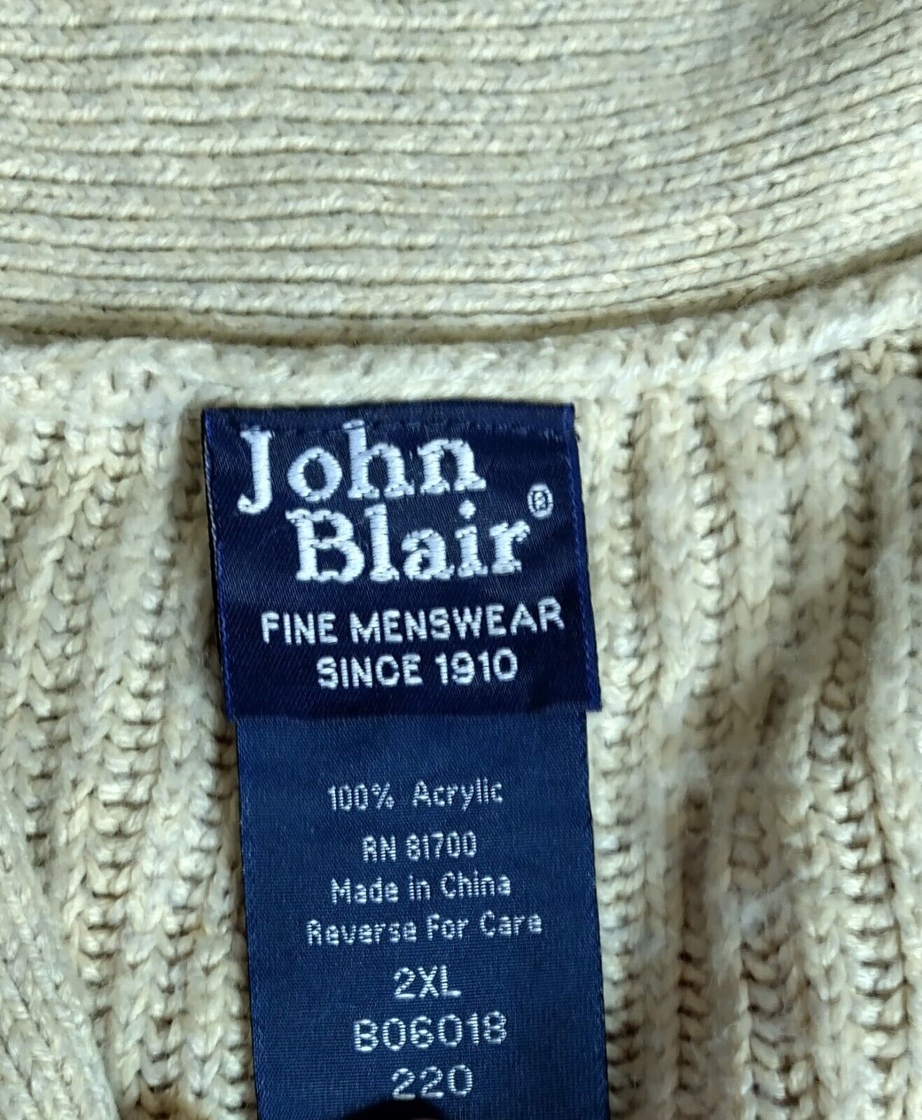 John Blair grandpa Cardigan Sweater Mens 2XL Cable Knit Casual Comfy VTG Button