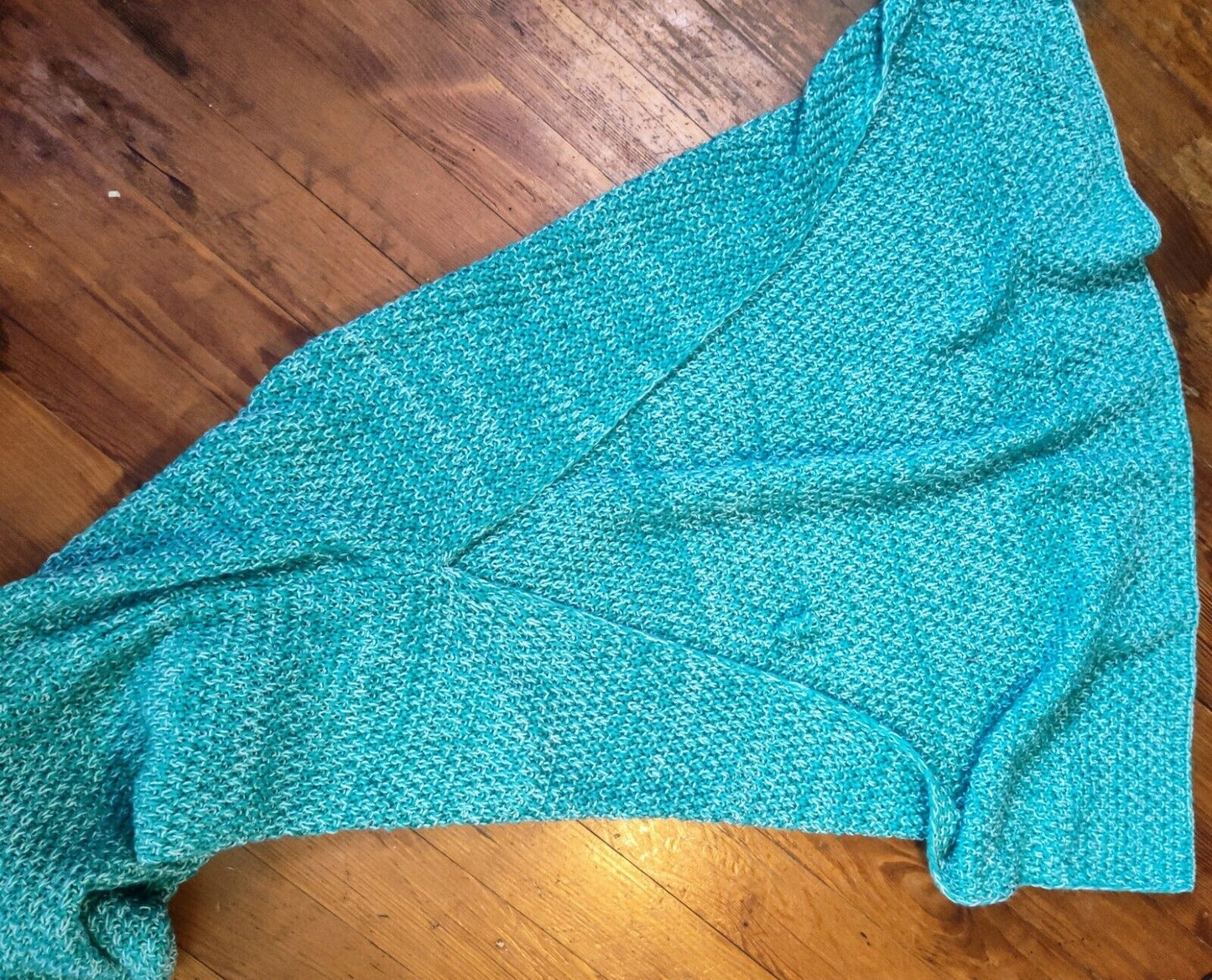 Mermaid Tail Blanket, 69 In Long Crochet Wearable Blankets Super Soft Teal