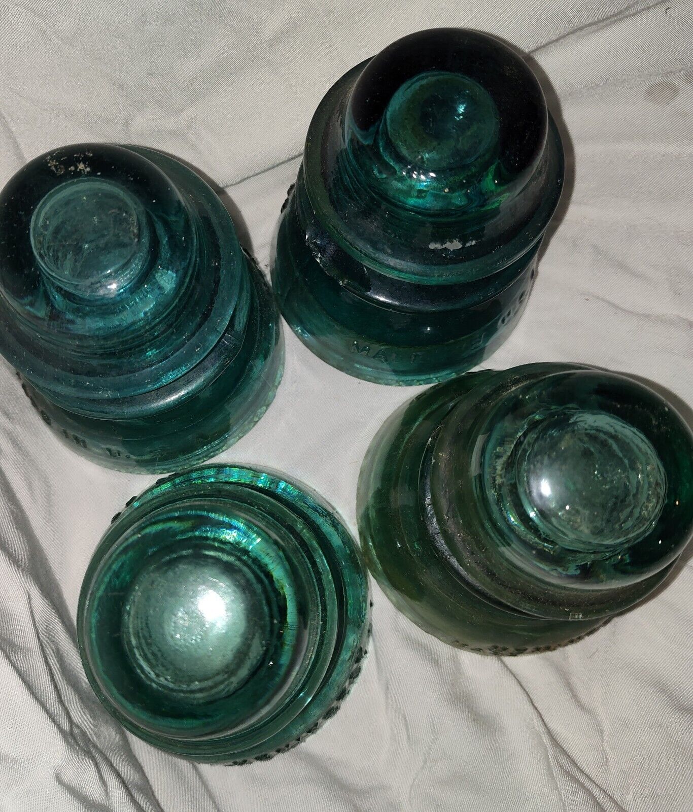 VTG Beehive Shaped Insulators  Green Glass Years 1914-1951 Whiteall & Hemingray