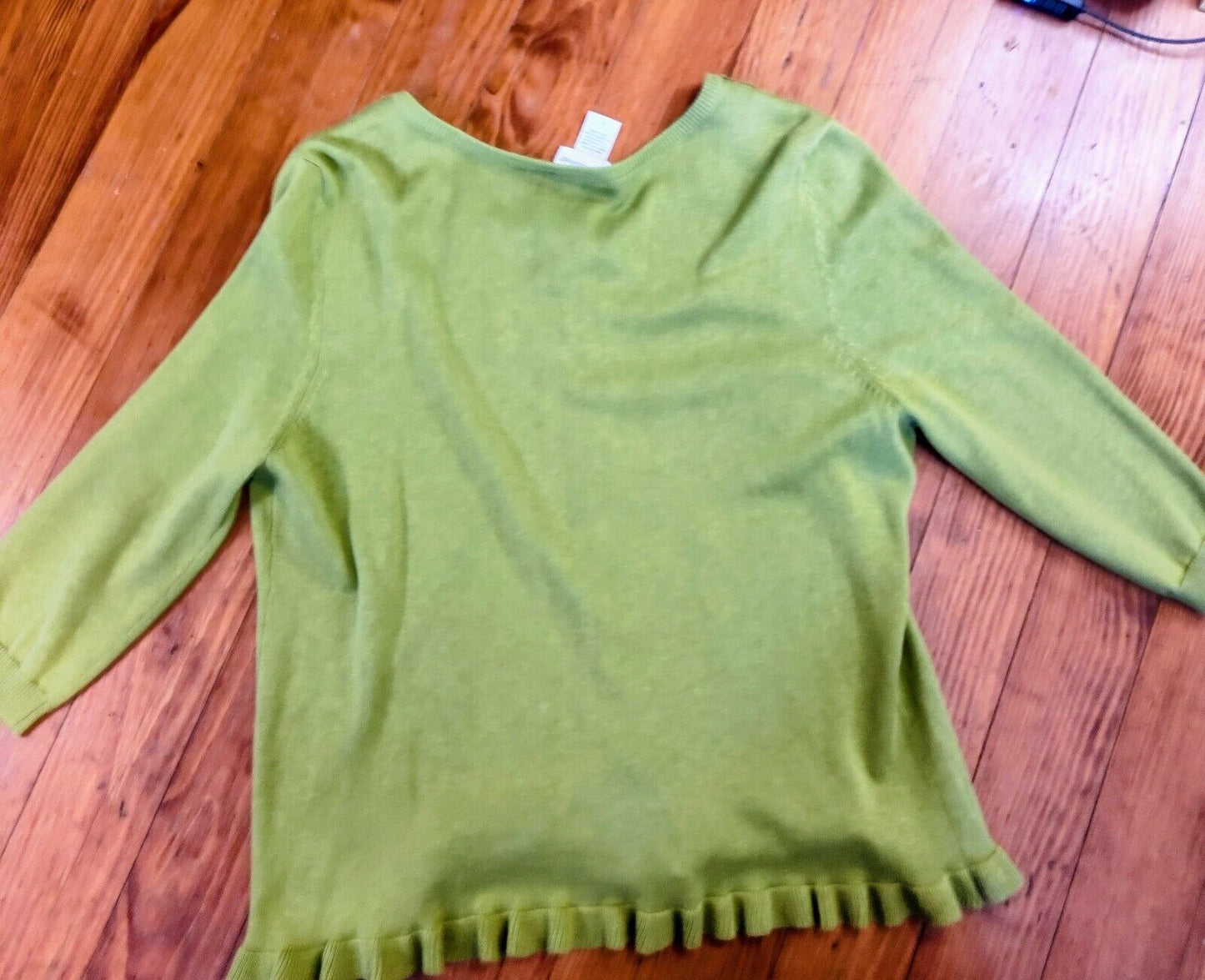 Soft Surroundings Cardigan Sweater Womens Size L Green Buttons Long Sleeve Light