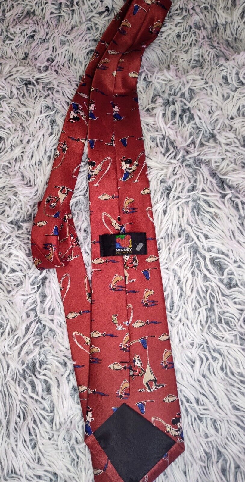 Disney Unlimited Mickey Mouse Necktie Mens Blue Red Geometric 90s Tie Vintage Gv