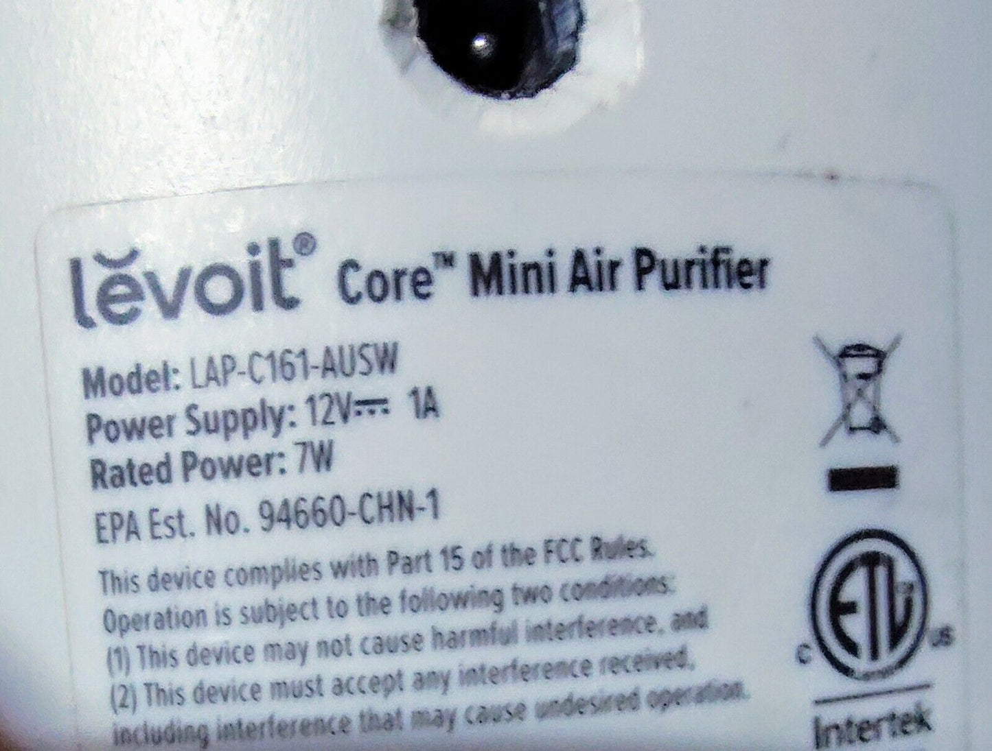 Air Purification System Levoit Core Mini True HEPA NO CORD for Home Or Office