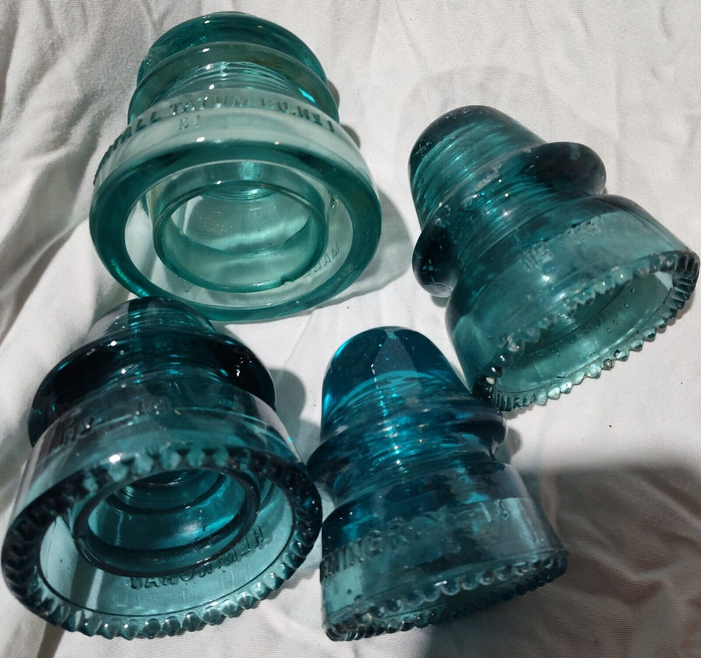 VTG Beehive Shaped Insulators  Green Glass Years 1914-1951 Whitehall & Hemingray