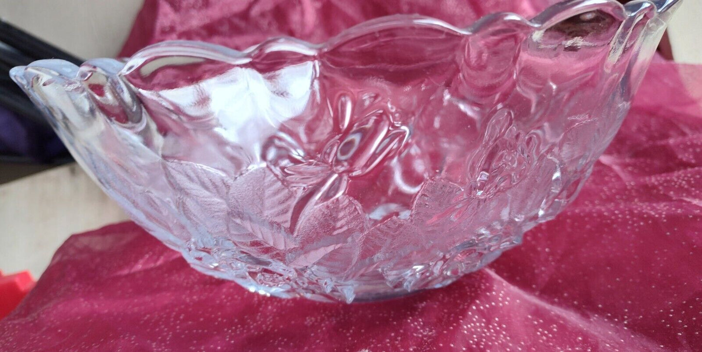 Absolutely Gorgeous Vintage Crystal Cut Glass Bowl 12" Floral Pattern Mint Cond.