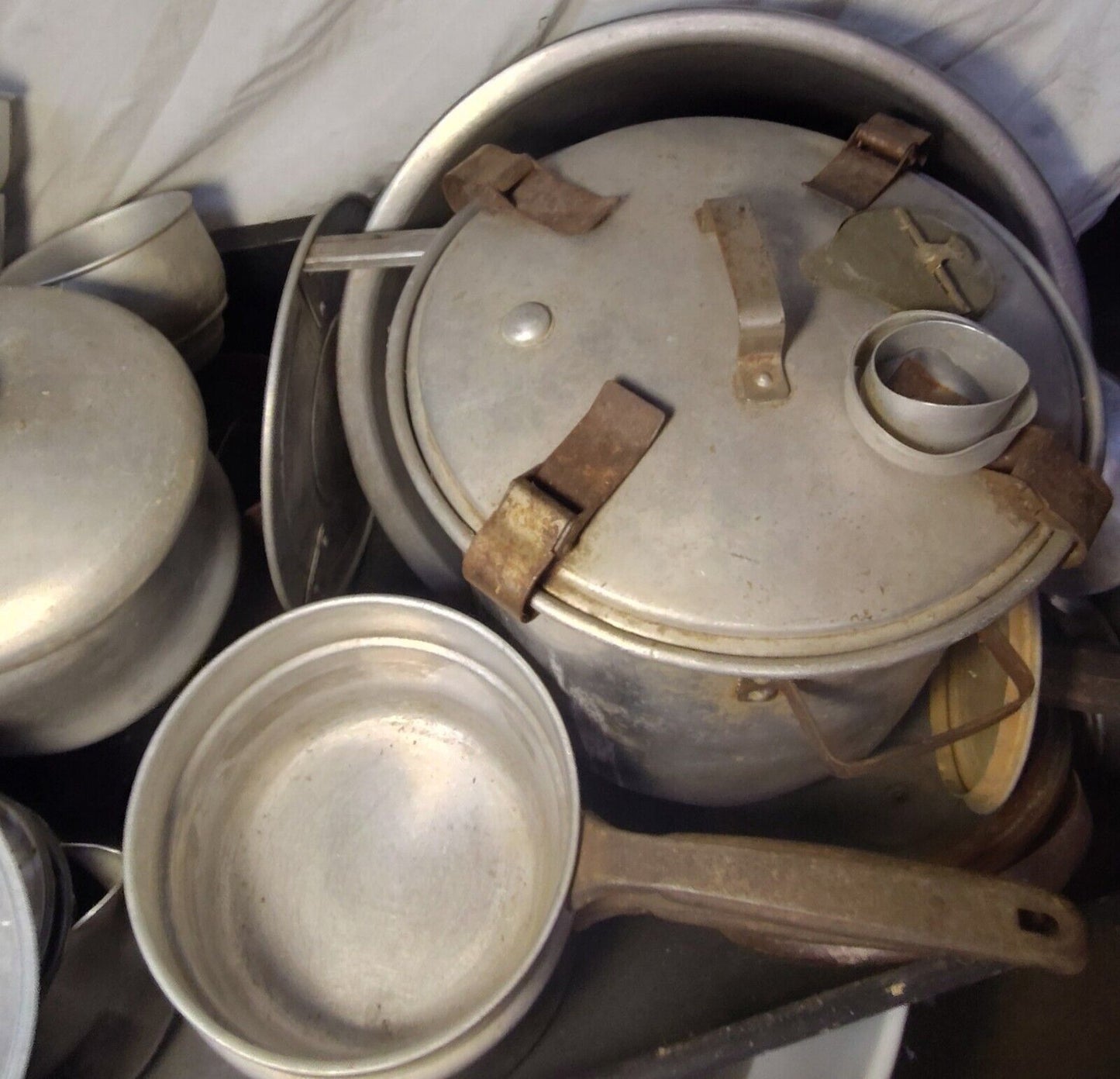 LOT Vintage Camping Cookware Pans Coffee Pots Pressure Cooker Survival Antique