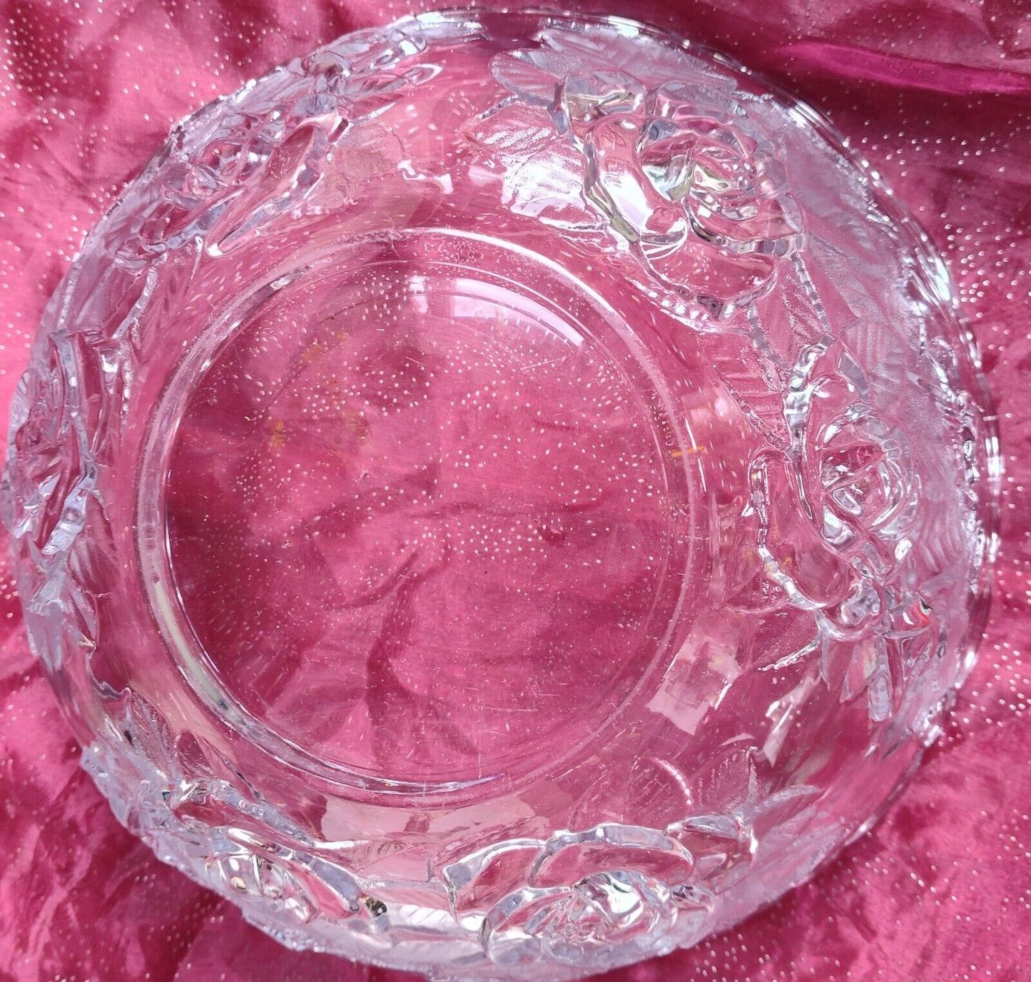 Absolutely Gorgeous Vintage Crystal Cut Glass Bowl 12" Floral Pattern Mint Cond.