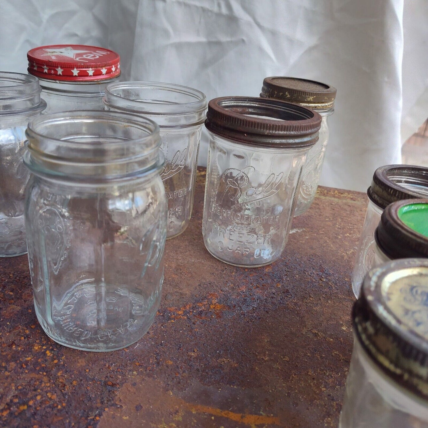 Lot of  17 Vintage Ball Mason Freezer And Canning Perfect Sculptured Mason Jars