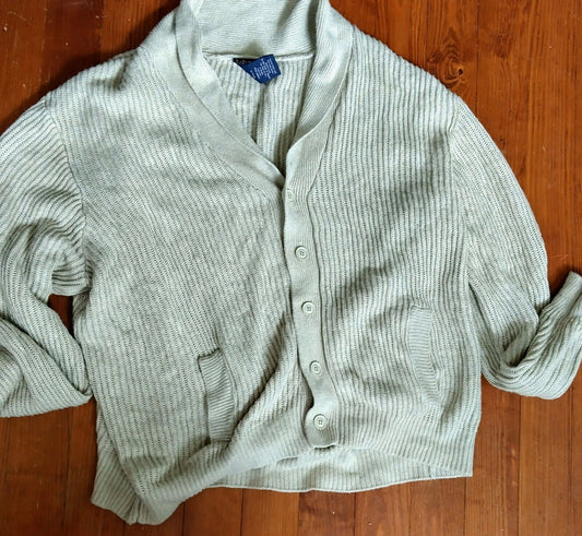 Vintage John Blair Cardigan Sweater 2XL Cream Off White Grandpa Granny-core Cozy