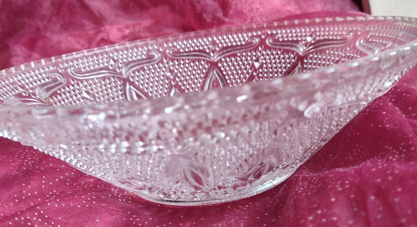 10" Large Fruit Bowl Heritage Clear by FEDERAL GLASS Depression Glass EUC