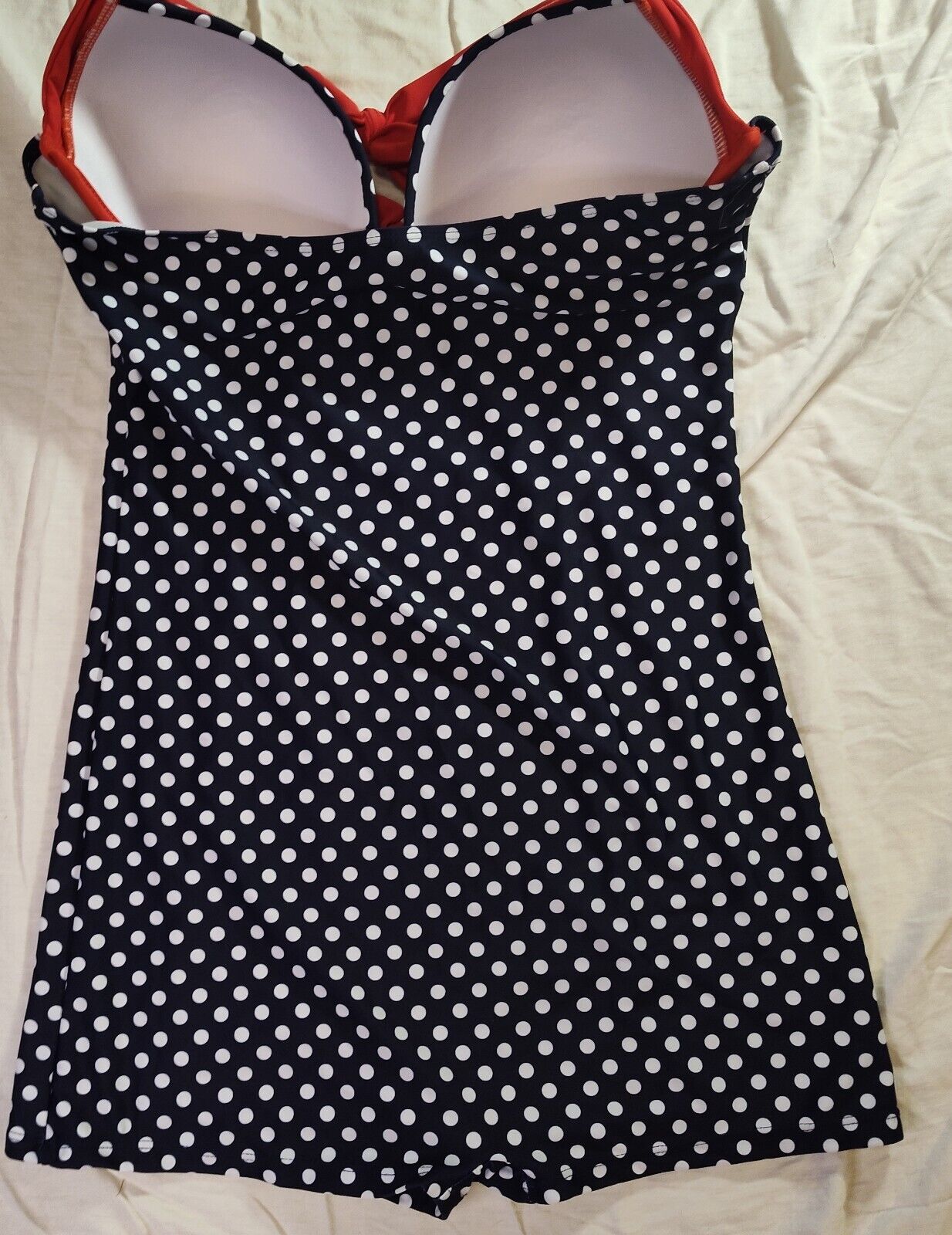 Womens Plus Sz One Piece Swimwear VTG Inspired 40s Polka Dot Swimsuit  Bra 4XL