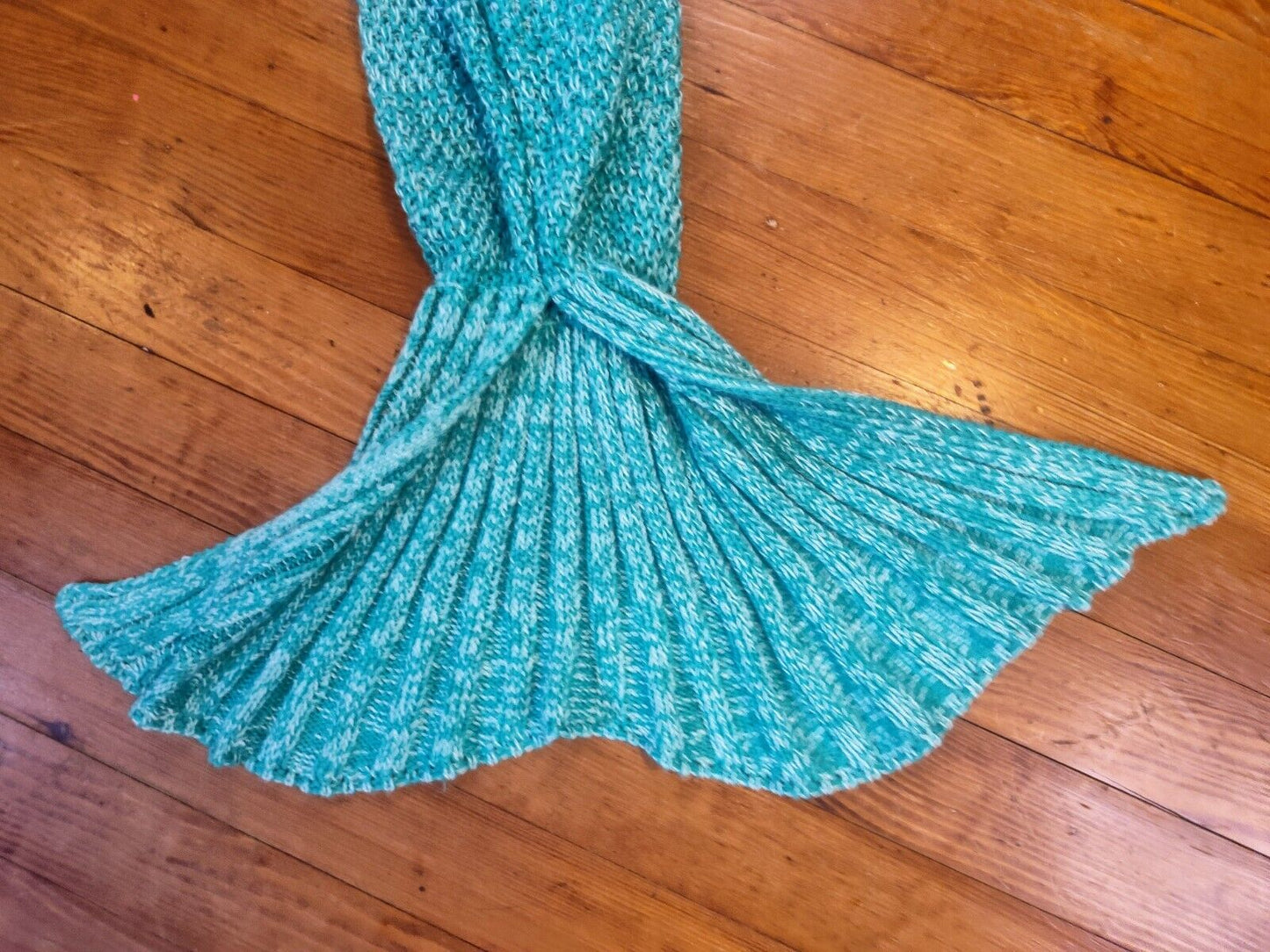 Mermaid Tail Blanket, 69 In Long Crochet Wearable Blankets Super Soft Teal