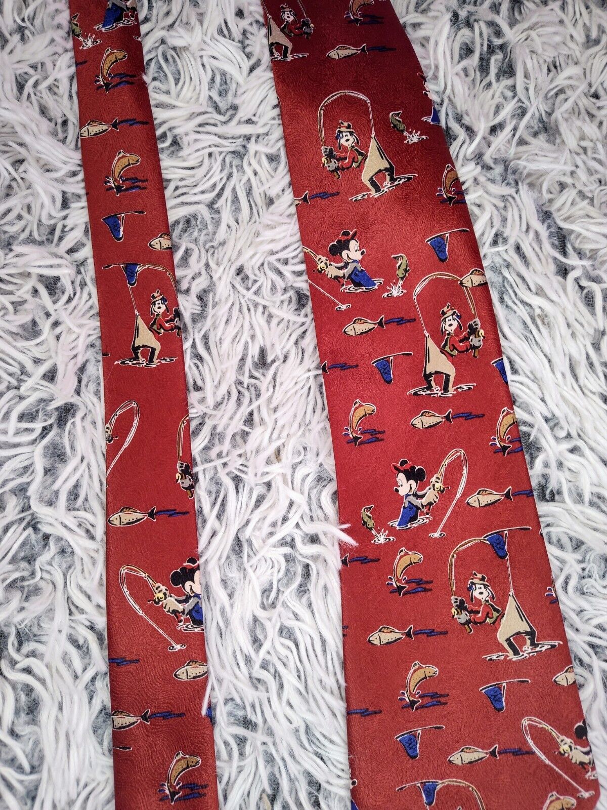 Disney Unlimited Mickey Mouse Necktie Mens Blue Red Geometric 90s Tie Vintage Gv