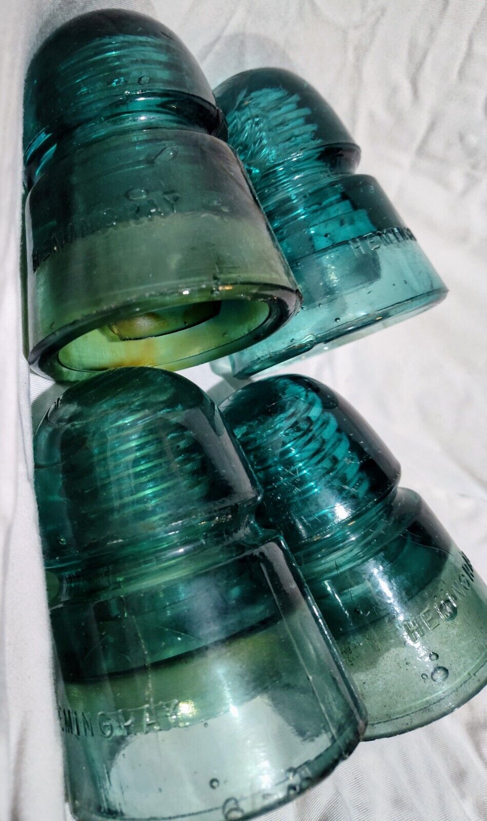 VTG Beehive Shaped Insulators  Green Glass Years 1914-1951 Whiteall & Hemingray