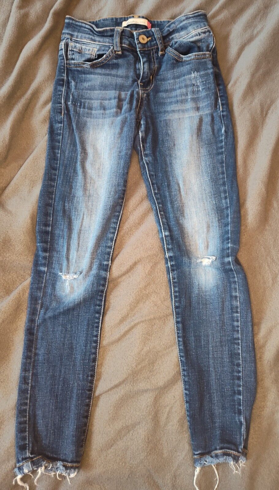 Girls Size 12 KanCan signature jeans - mid rise skinny - distressed - very good