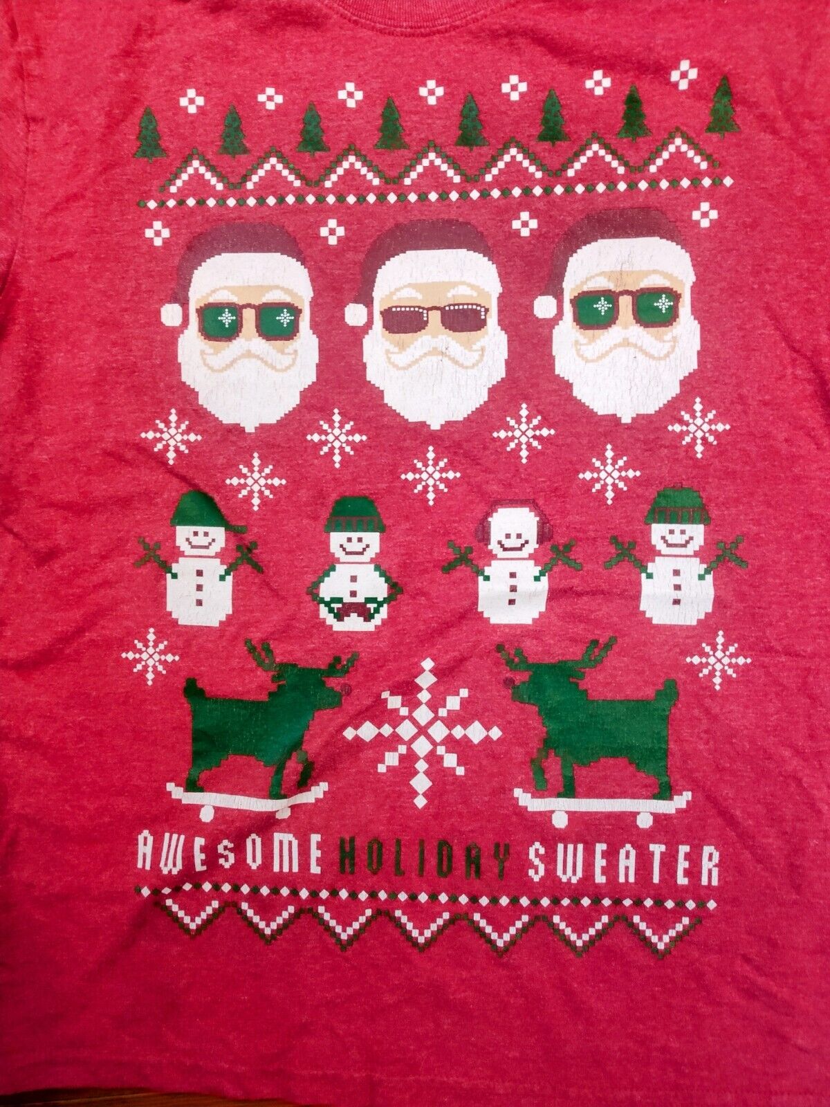 Ships Today  Santa Cool Holiday Sweater Christmas Santa T Shirt Teen 18 XXL Red