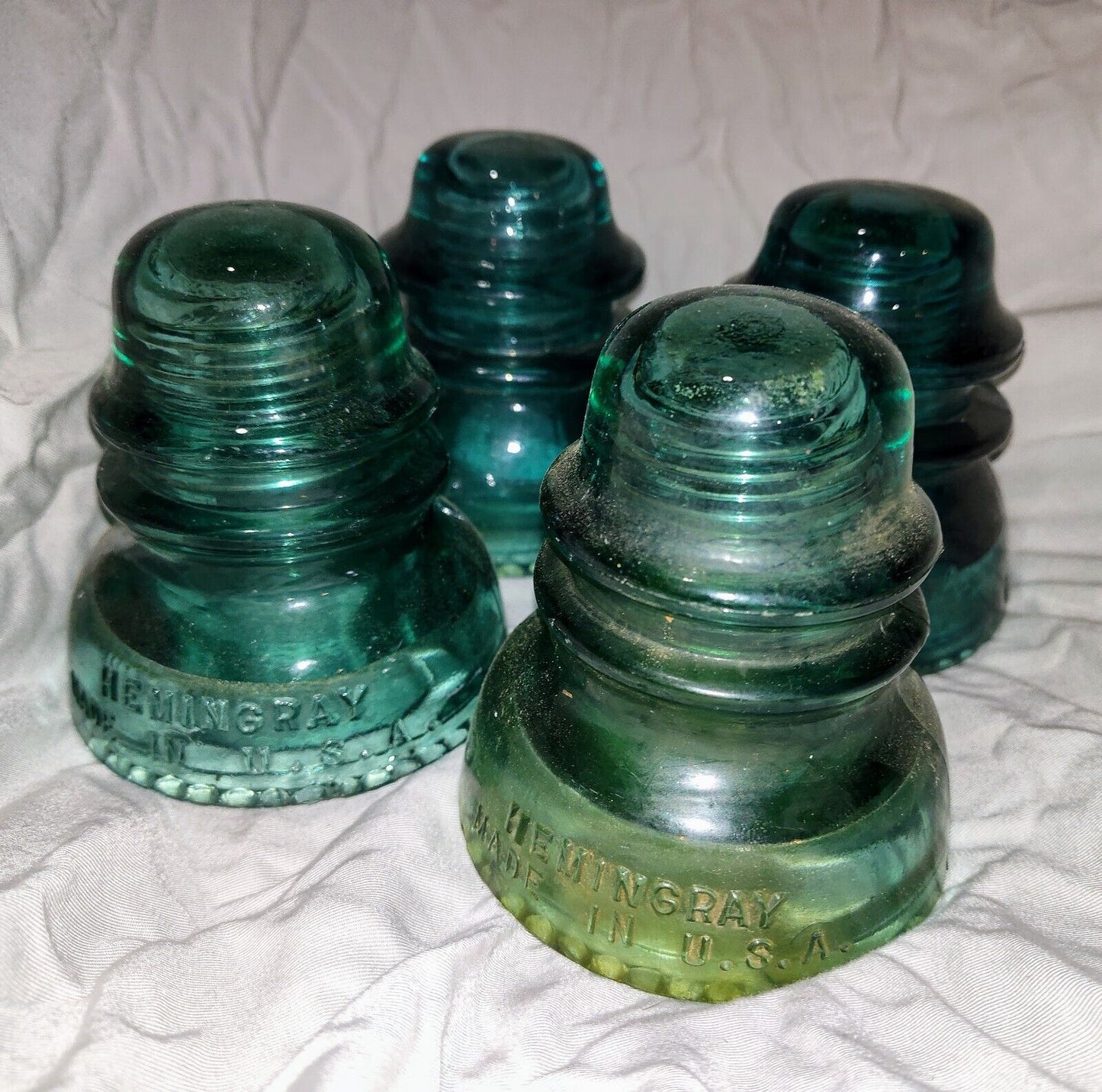 VTG Beehive Shaped Insulators  Green Glass Years 1914-1951 Whitehall & Hemingray