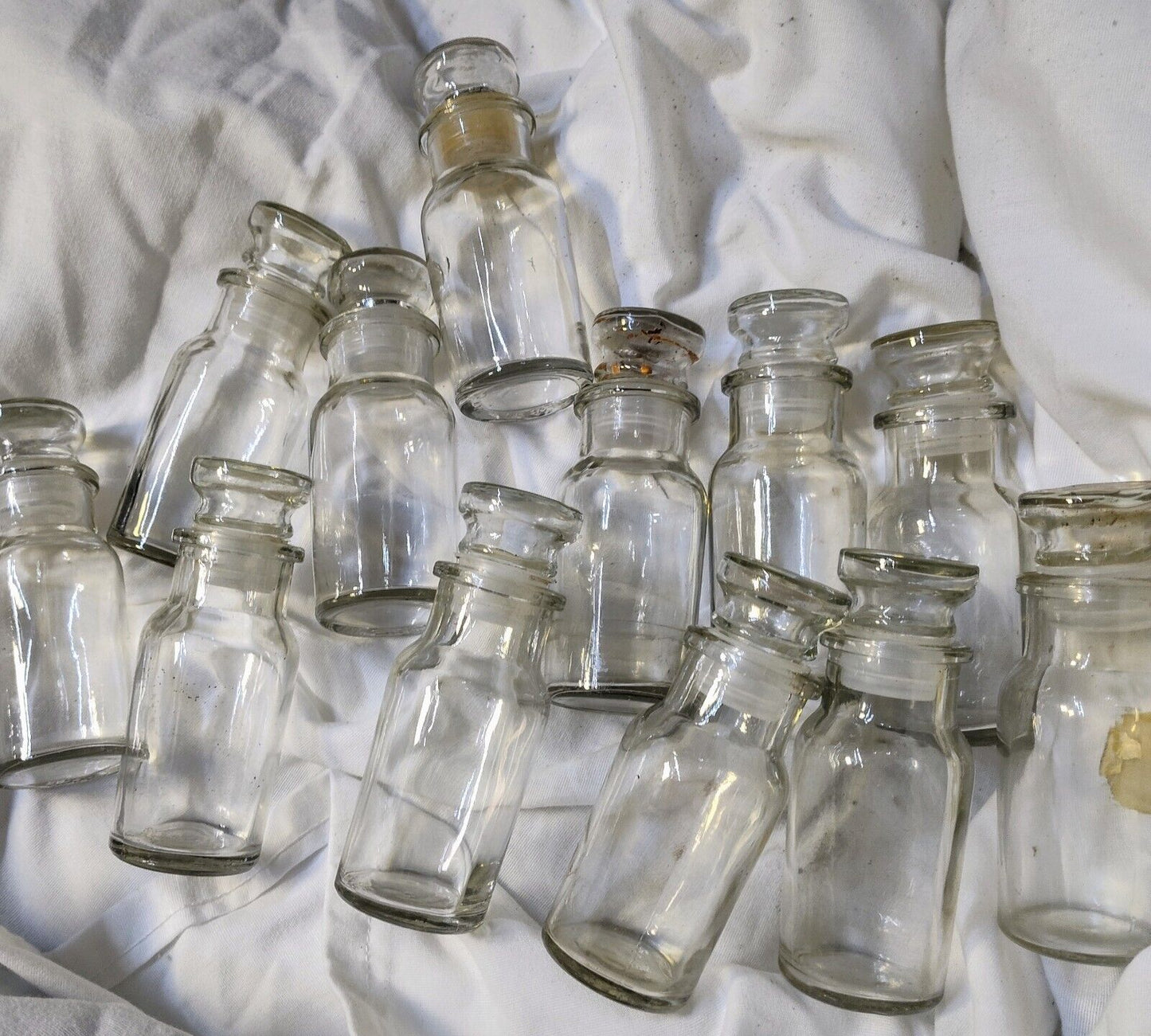 12 Vintage Apothecary Spice Glass Jars With Airtight Stopper Tops Taiwan 4"