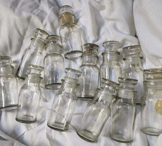 12 Vintage Apothecary Spice Glass Jars With Airtight Stopper Tops Taiwan 4"