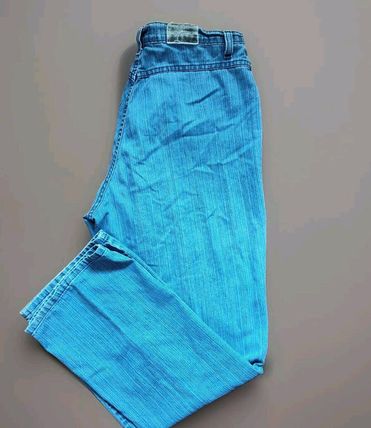 Y2k Womens Blue Jeans 12 Denim SIMON CHANG Stretch No Back Pockets Relaxed 15430