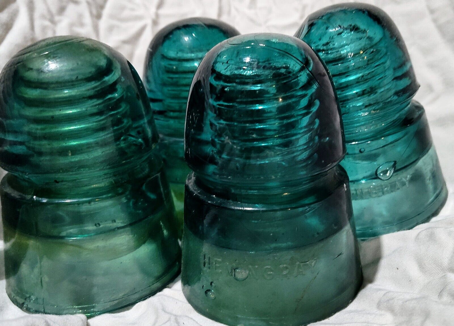 VTG Beehive Shaped Insulators  Green Glass Years 1914-1951 Whiteall & Hemingray