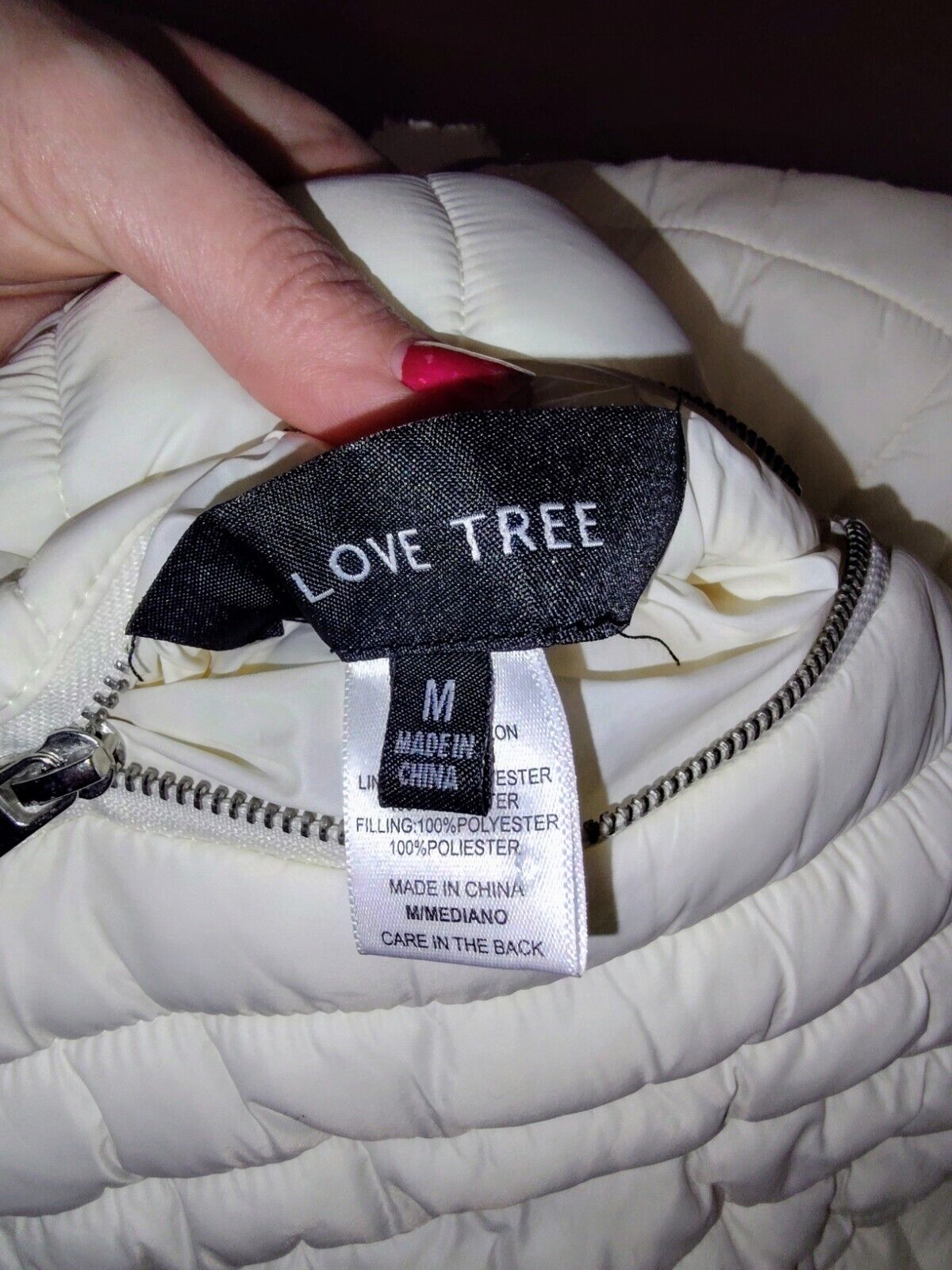 Love Tree Full-Zip Puffer  Reversible Sherpa Winter Jacket Women’s Size M Preppy