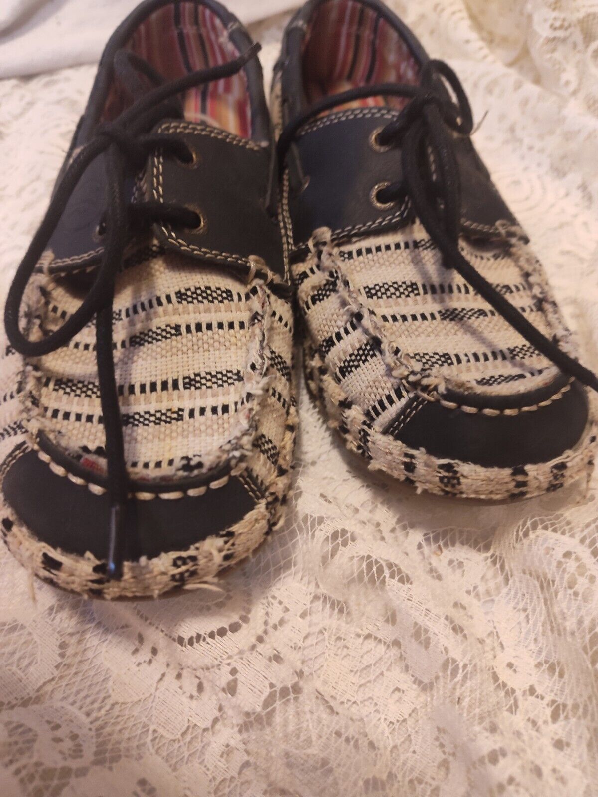 Tony Lama Lindale Women’s Woven Fabric Boat Dock Loafer Slip On Shoes Size 7B