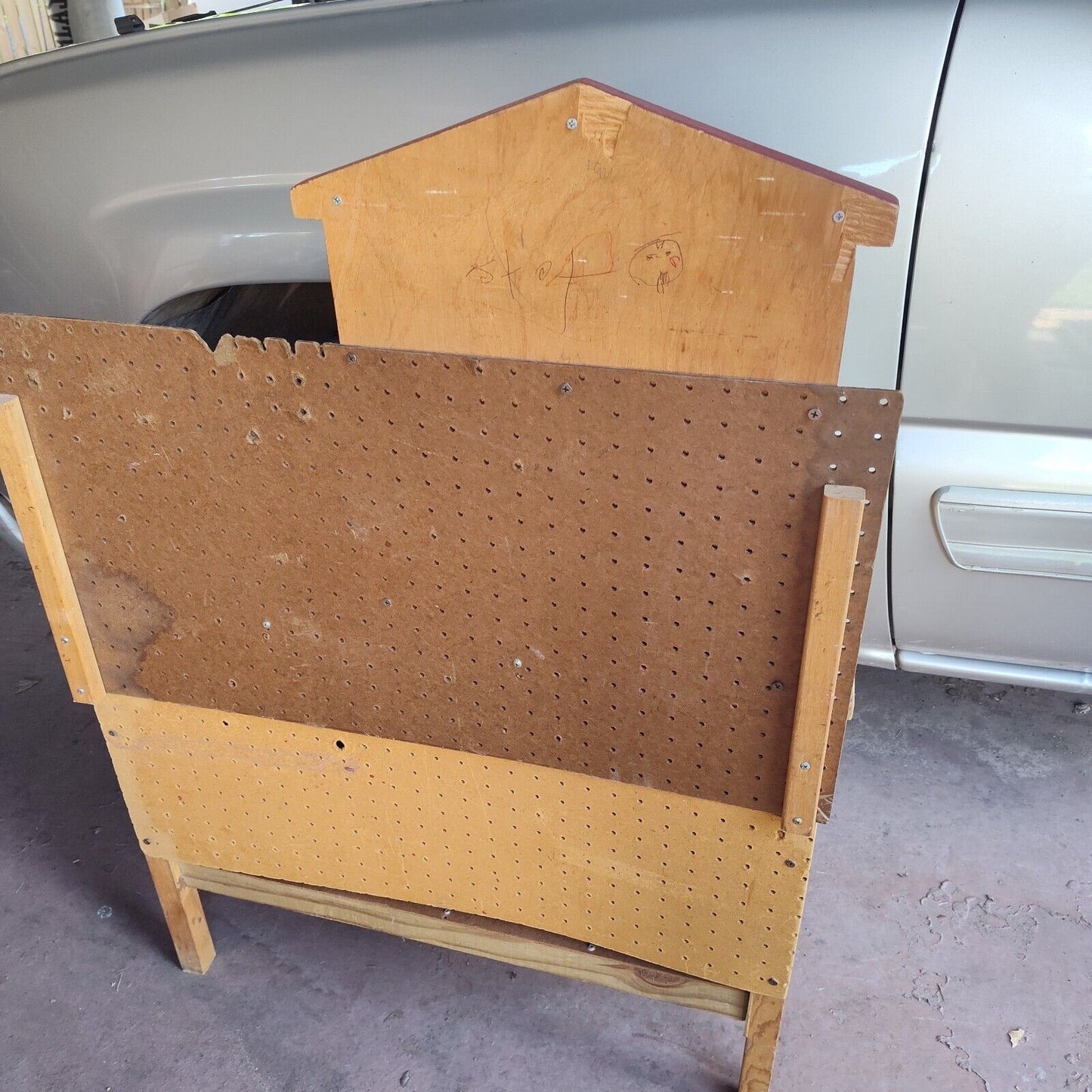 Kids Work Bench With Pegboard And Storage Shelf 42"X30" Handcrafted Maintained