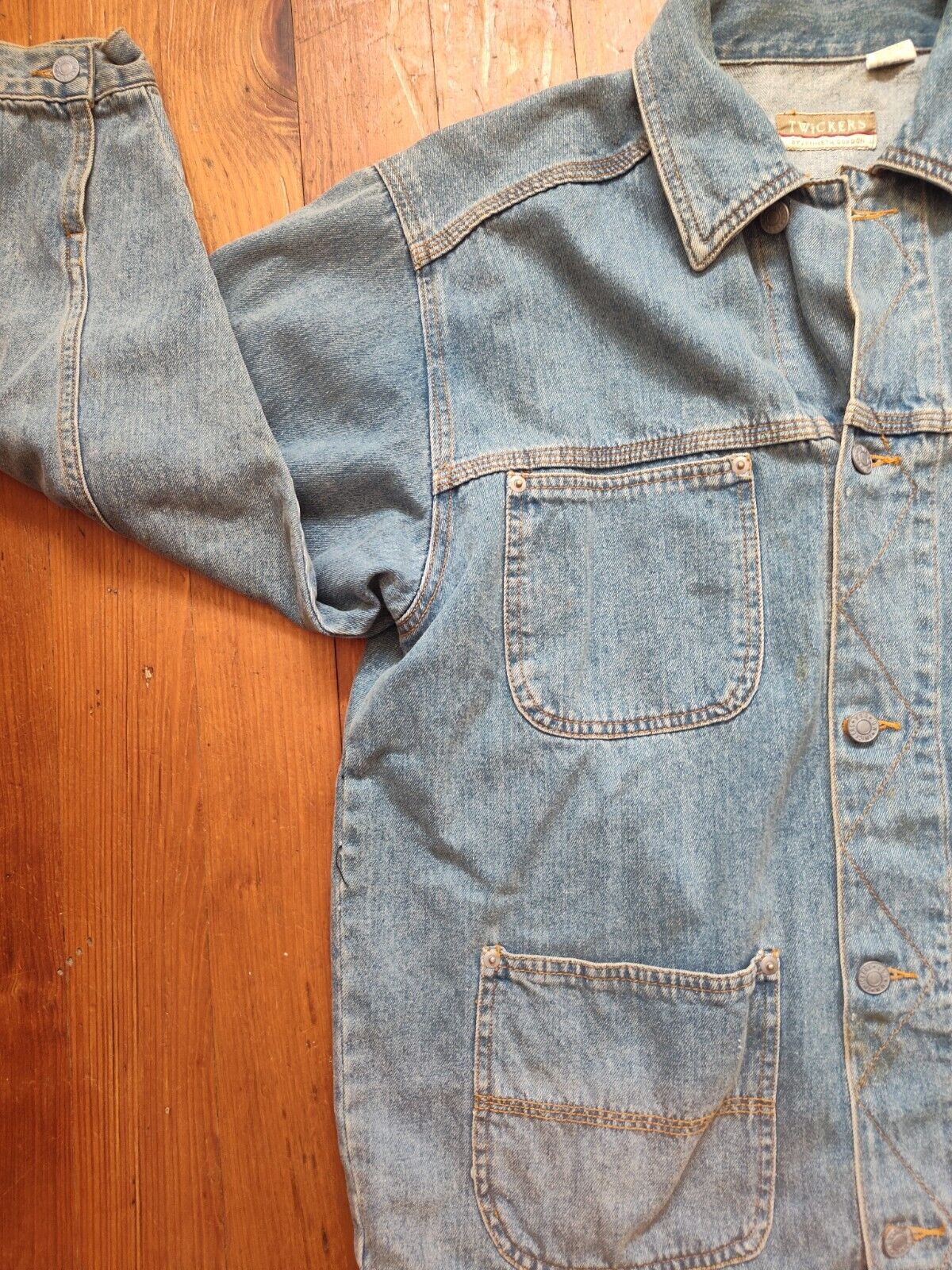 Twickers Kenneth Gordon Blue Jean Jacket Vtg, Med Chore Jacket 90s Dad Jacket