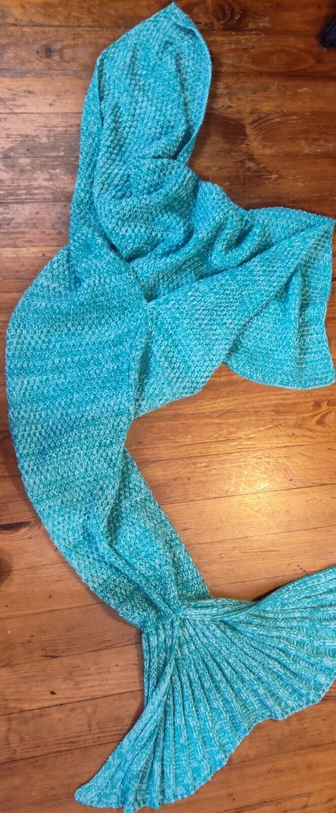 Mermaid Tail Blanket, 69 In Long Crochet Wearable Blankets Super Soft Teal