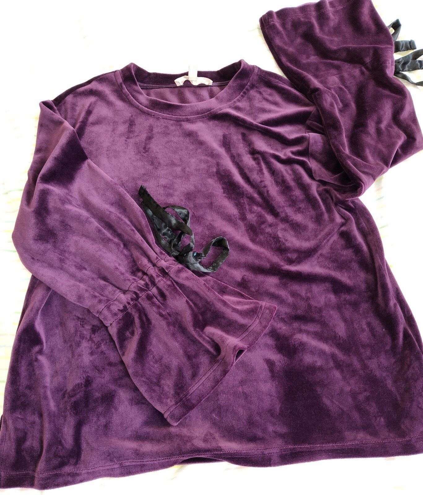 Sz med philosophy blouse bell sleeves and ribbons, velvet Witchy romantic goth