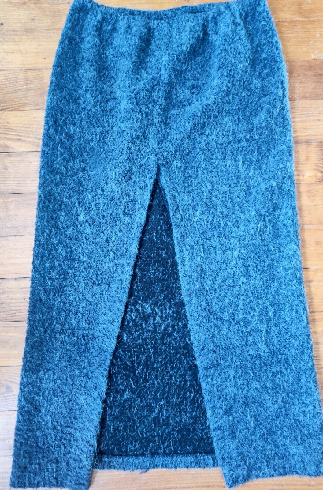 Sz8 Vintage Finity Wool Mohair Blend Gray High Slit Sultry Old Money Midi Skirt