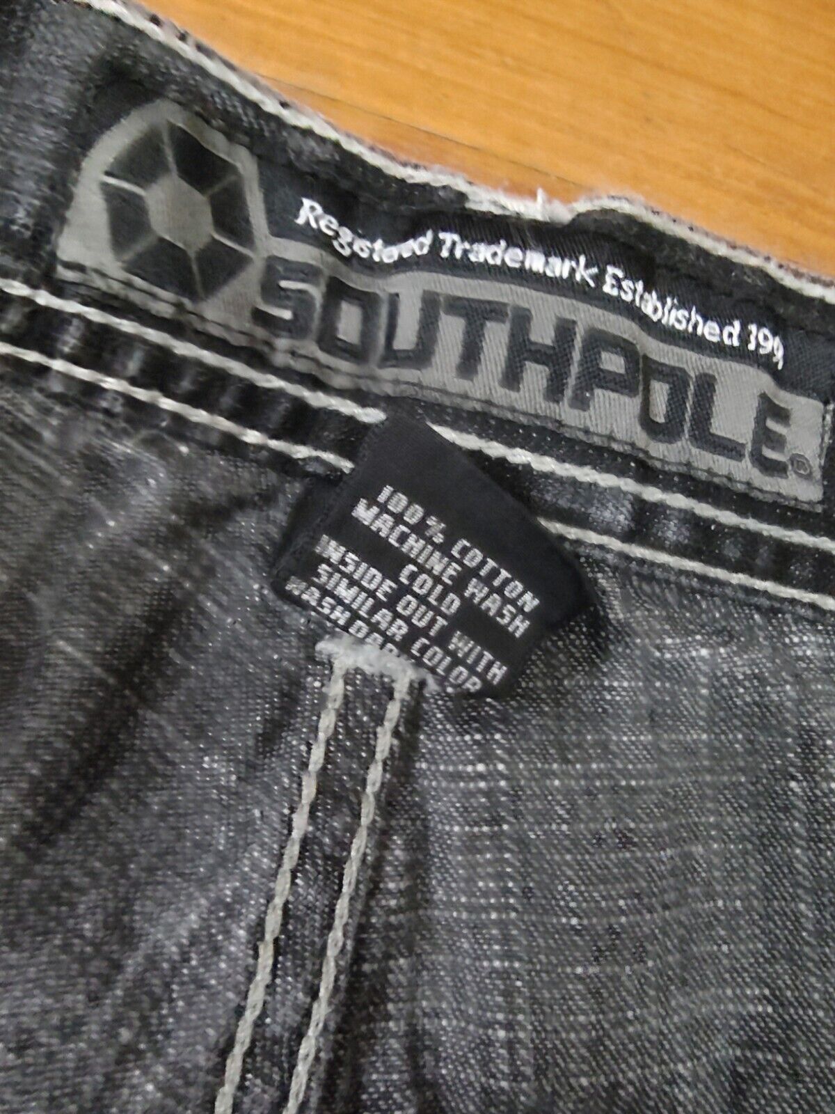 Vintage Y2K Southpole Red Tab Jeans Black Fade Baggy Oversized Mens Size 36x32