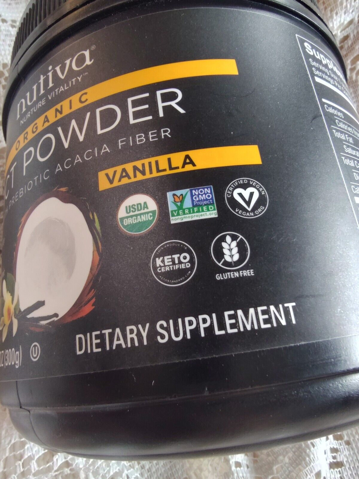 Nutiva Organic MCT Powder with Prebiotic Acacia 10.6 oz Exp Keto Paleo Vanilla