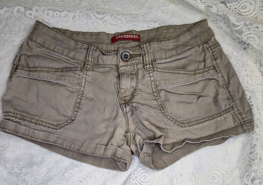 Union Bay Y2k Khaki Booty Shorts Junior Womens Size 5 Cotton  Pockets Belt Loop