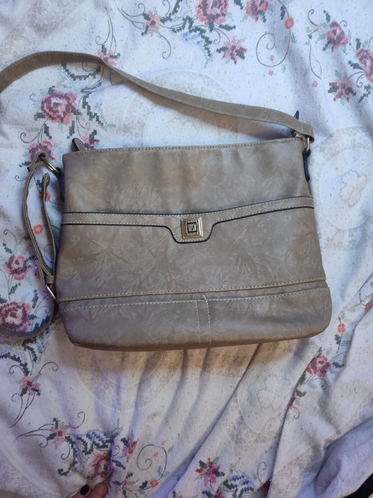 Vintage Stone Mountain Tan Leather Large Shoulder Bag Purse EUC