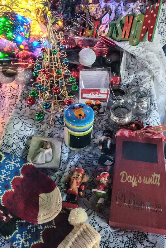 Lot Of Over Christmas/Holiday Ornaments & Decor Stockings Cloth Scarf Cookie Jar